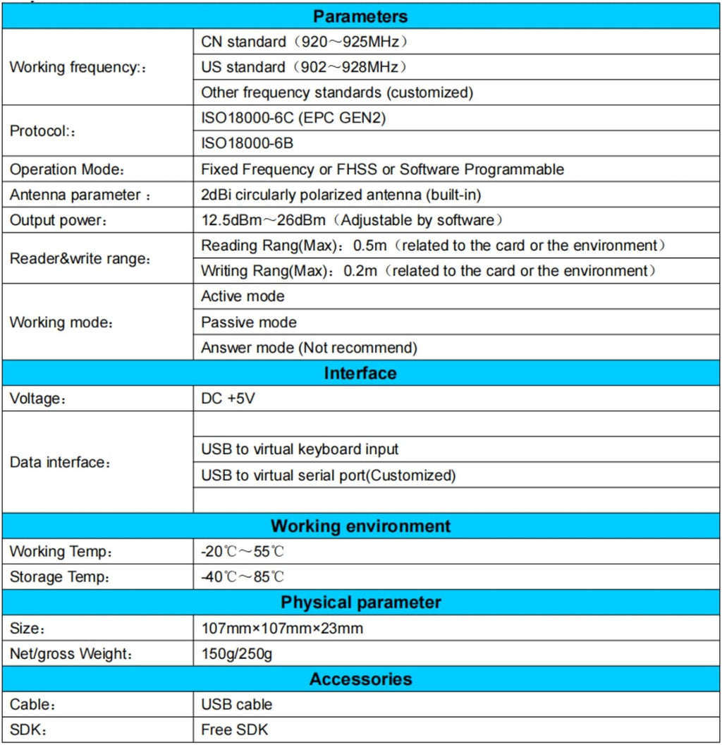 RFID Card Reader UHF USB Desktop Reader Writer 902-928MHz Contactless Proximity Sensor F97288