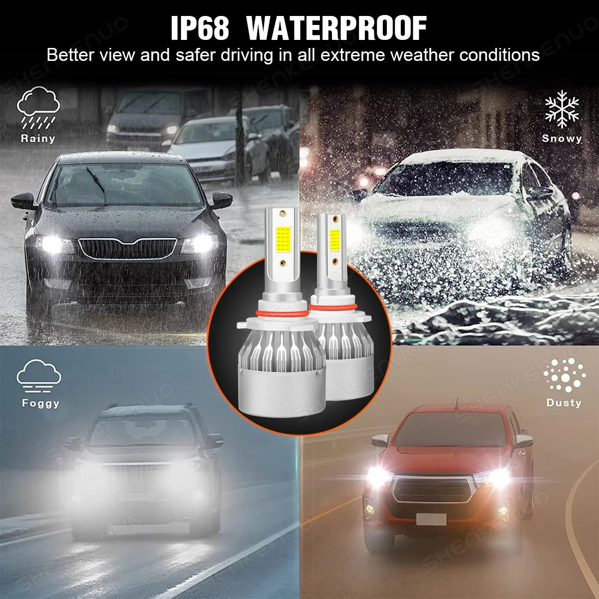 White LED Headlight Fog Light Bulbs Kit A908