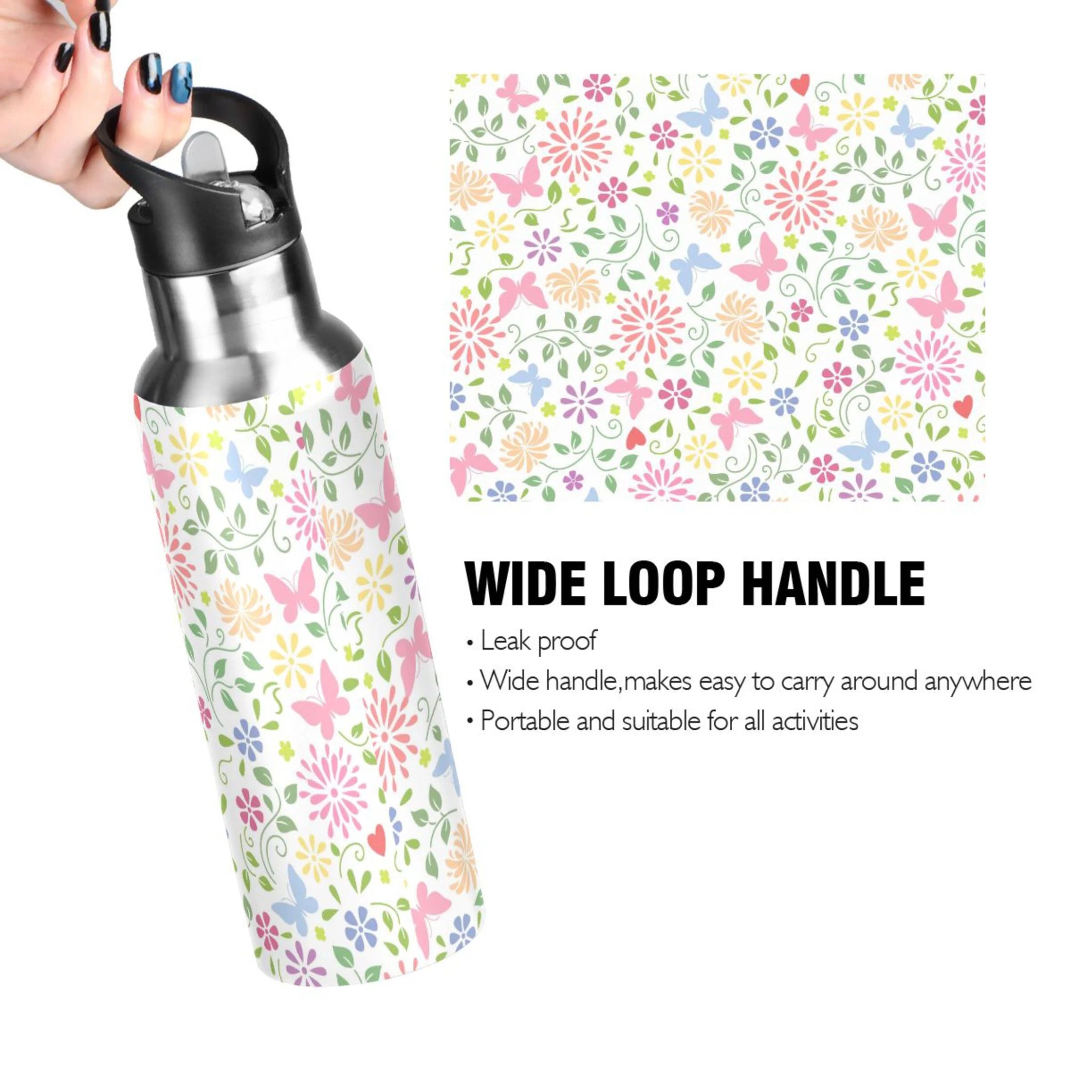 Stainless Steel Insulated Water Bottle with Straw Lid U2593