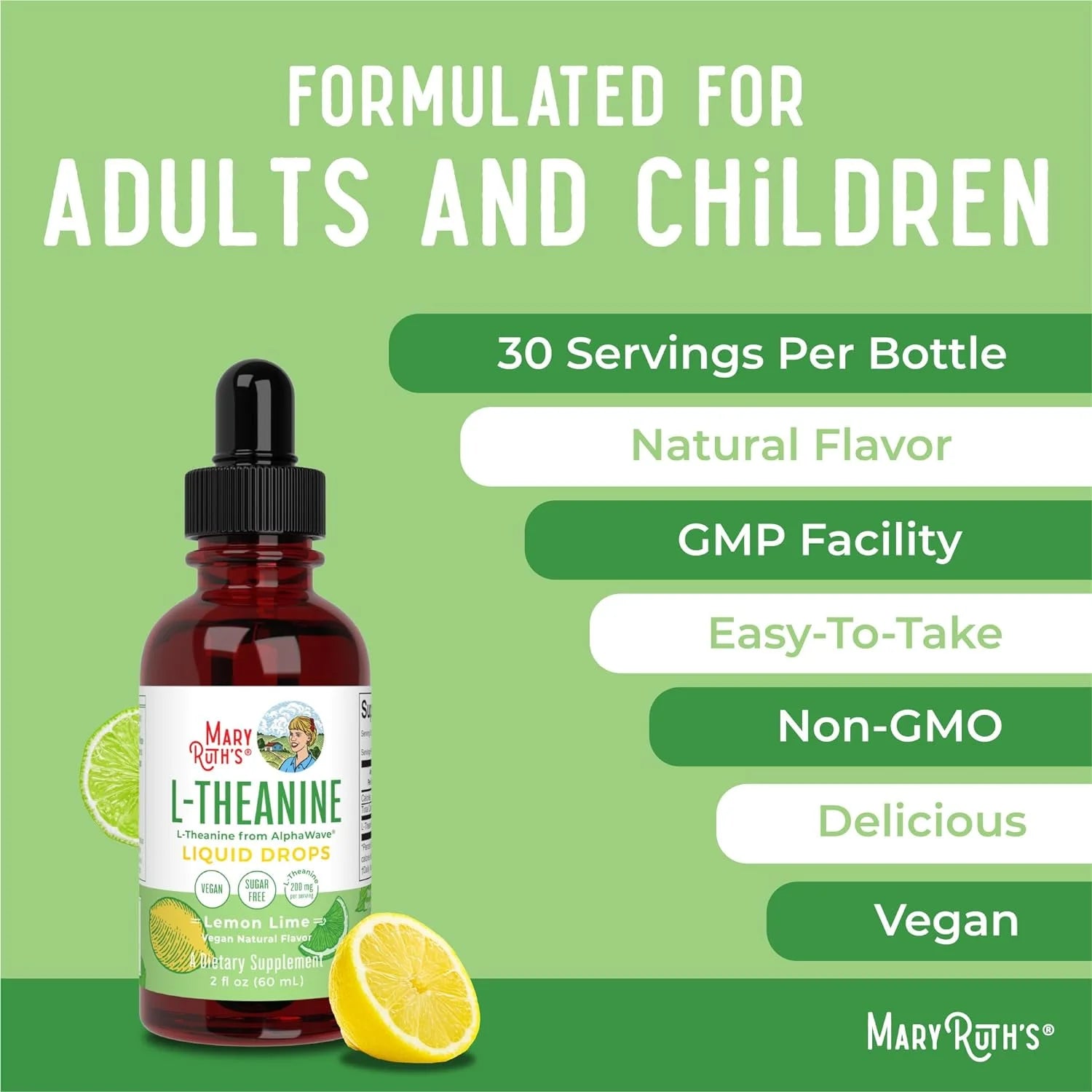 L-Theanine 200mg Liquid Drops Vegan 30 Servings X1655