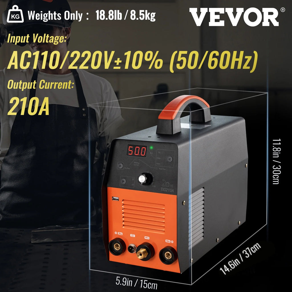 210Amp 3 in 1 TIG Welder 110/220V Dual Voltage HF TIG/Stick Welding Machine T3822