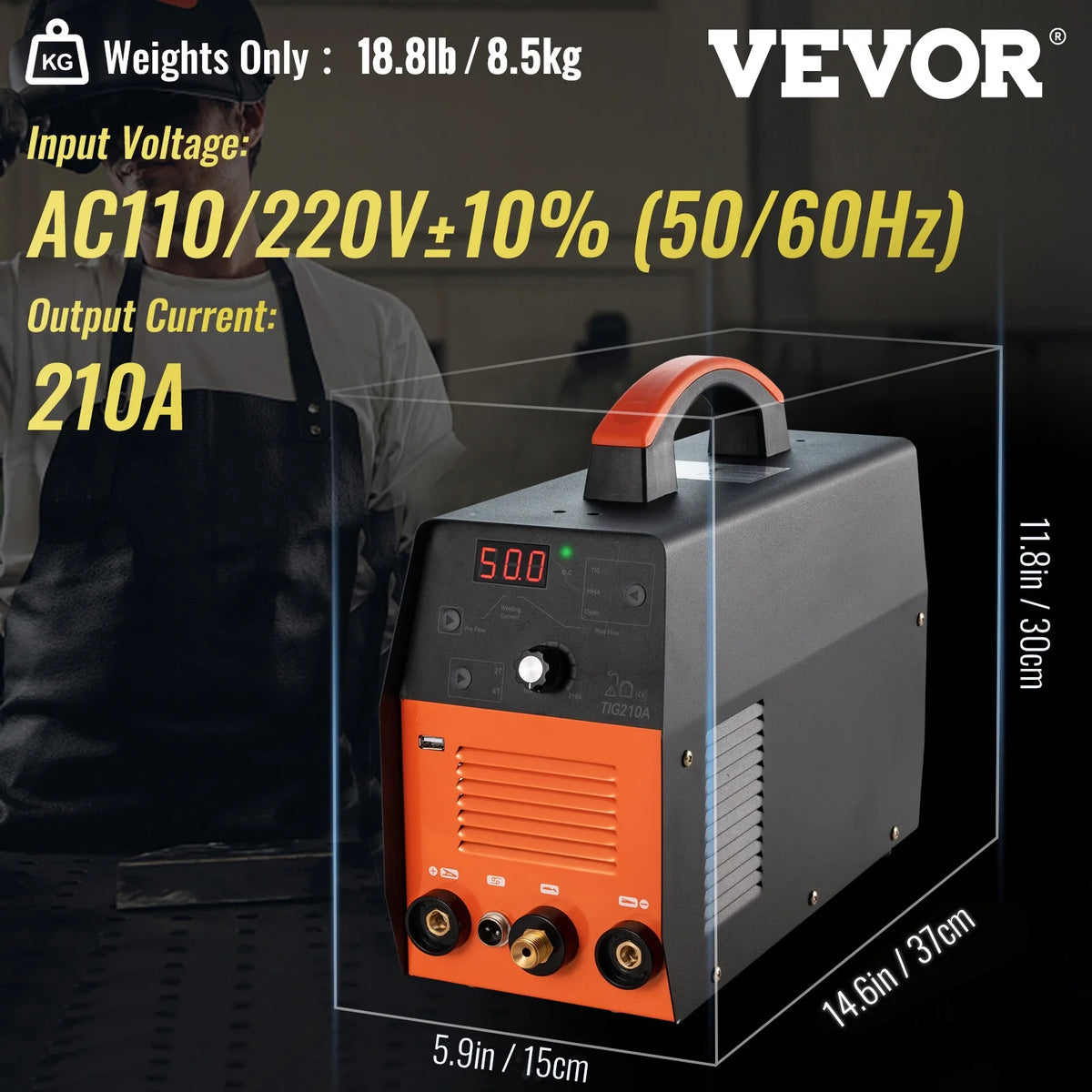 210Amp 3 in 1 TIG Welder 110/220V Dual Voltage HF TIG/Stick Welding Machine T3822