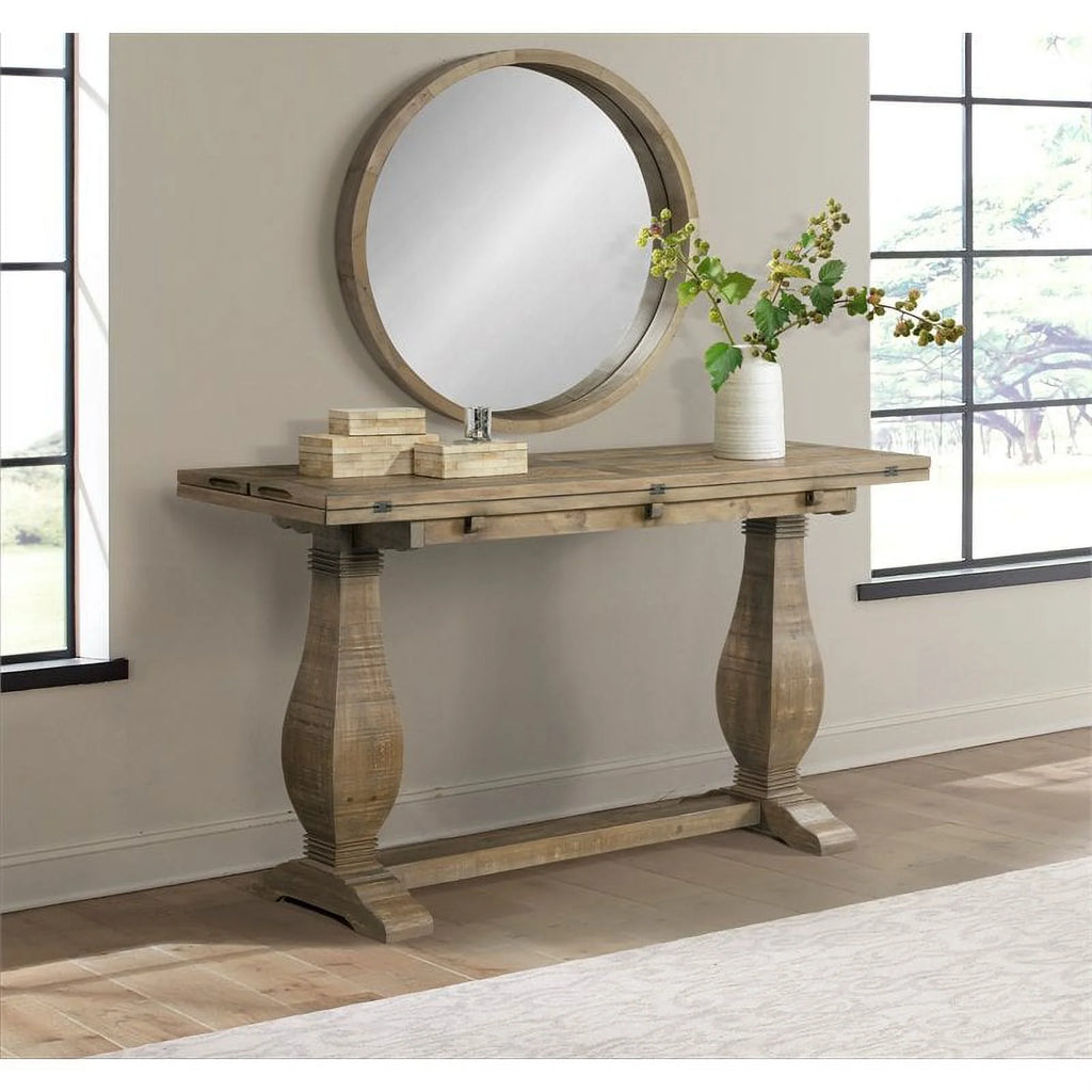 Reclaimed Natural Brown Solid Wood Flip Top Sofa Table D369