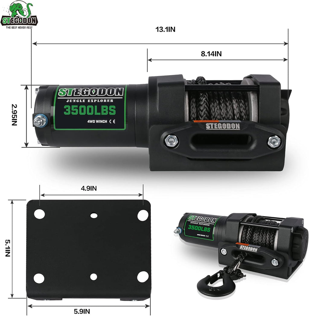 3500 lb. Load Capacity 12V Synthetic Rope Electric Winch with Wireless Remote Z58334