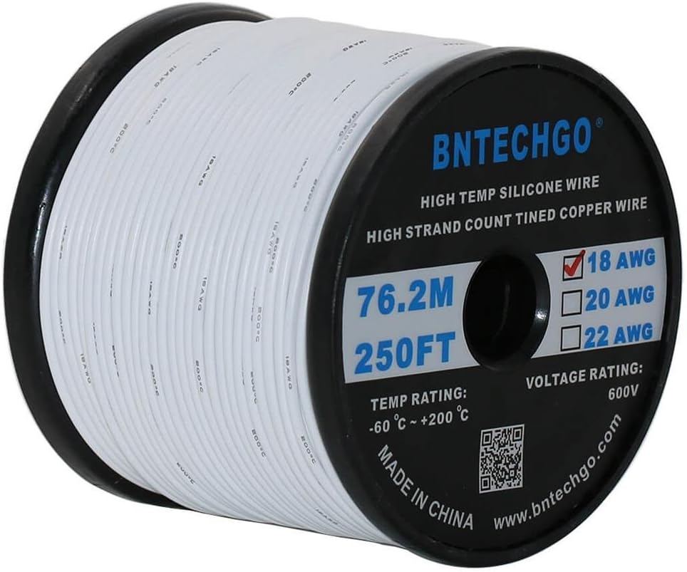 18 Gauge Silicone Wire Spool 500 ft Black 18 AWG Stranded Tinned Copper Wire Pack of 2 M4769