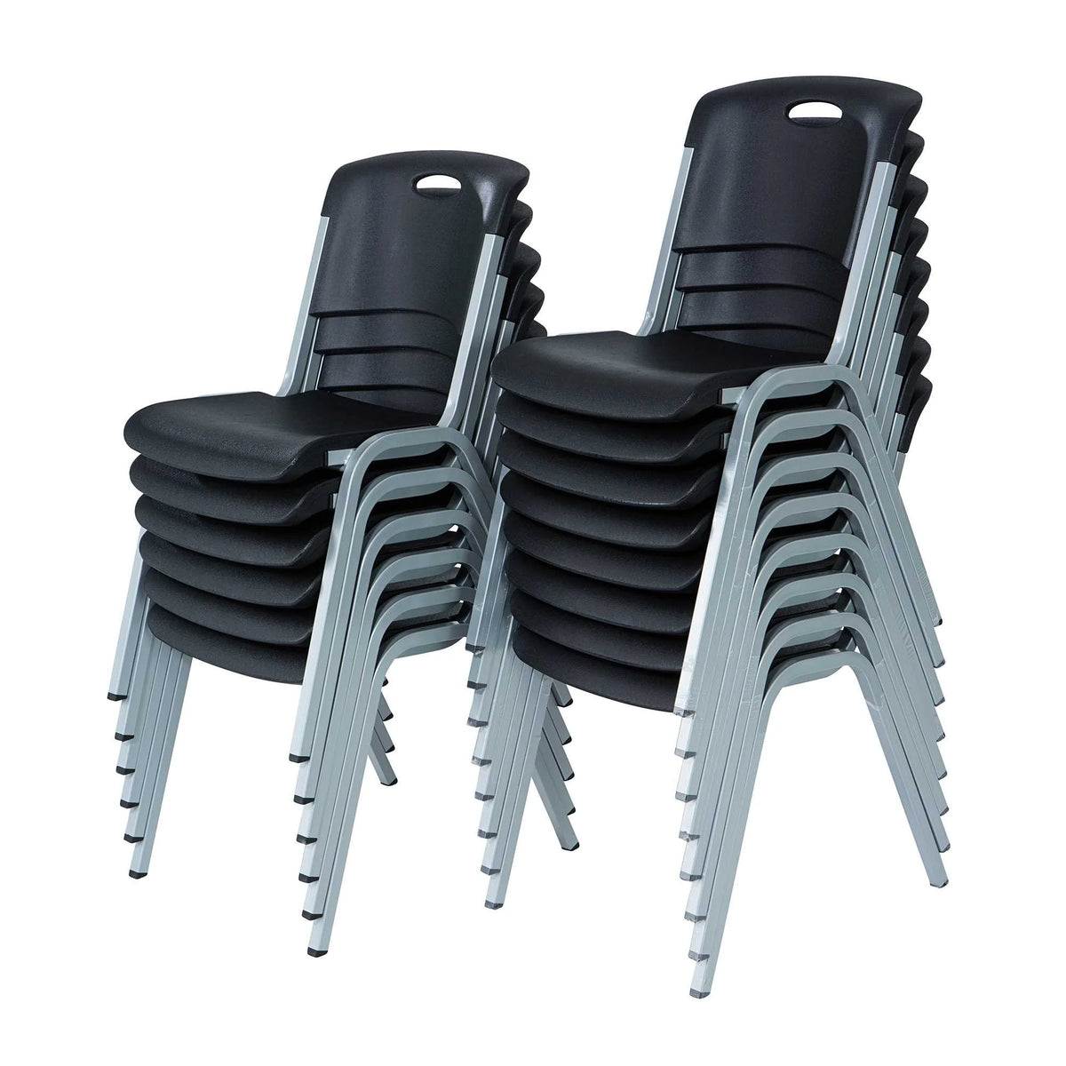 14 Pack Black & Silver Stacking Chairs X9371