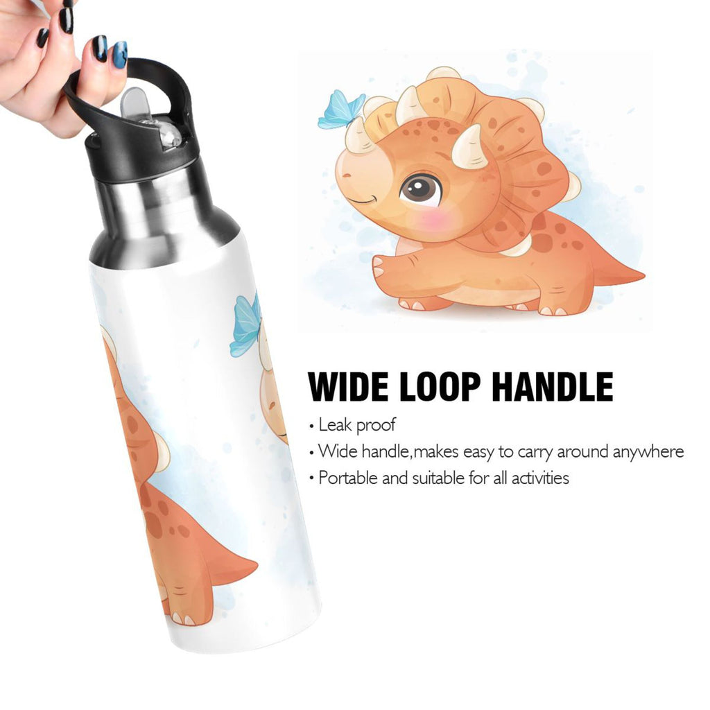 Stainless Steel Insulated Thermos Vacuum Flask Water Bottle with Straw Lid Q626