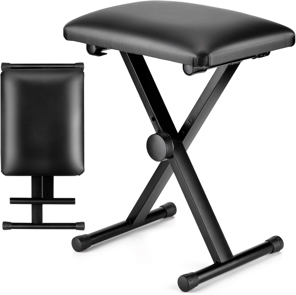 Black Adjustable Height Padded Piano Bench D5526