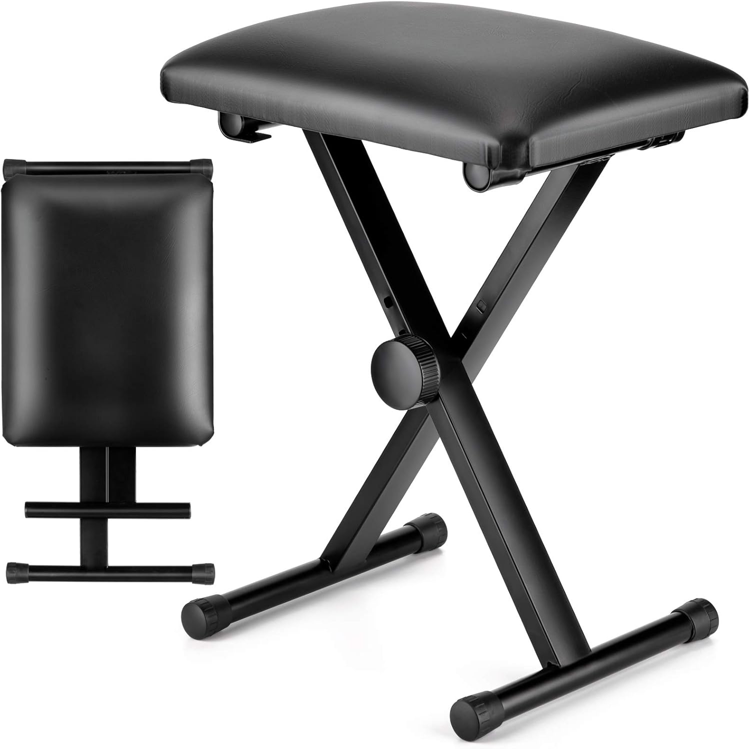 Black Adjustable Height Padded Piano Bench D5526