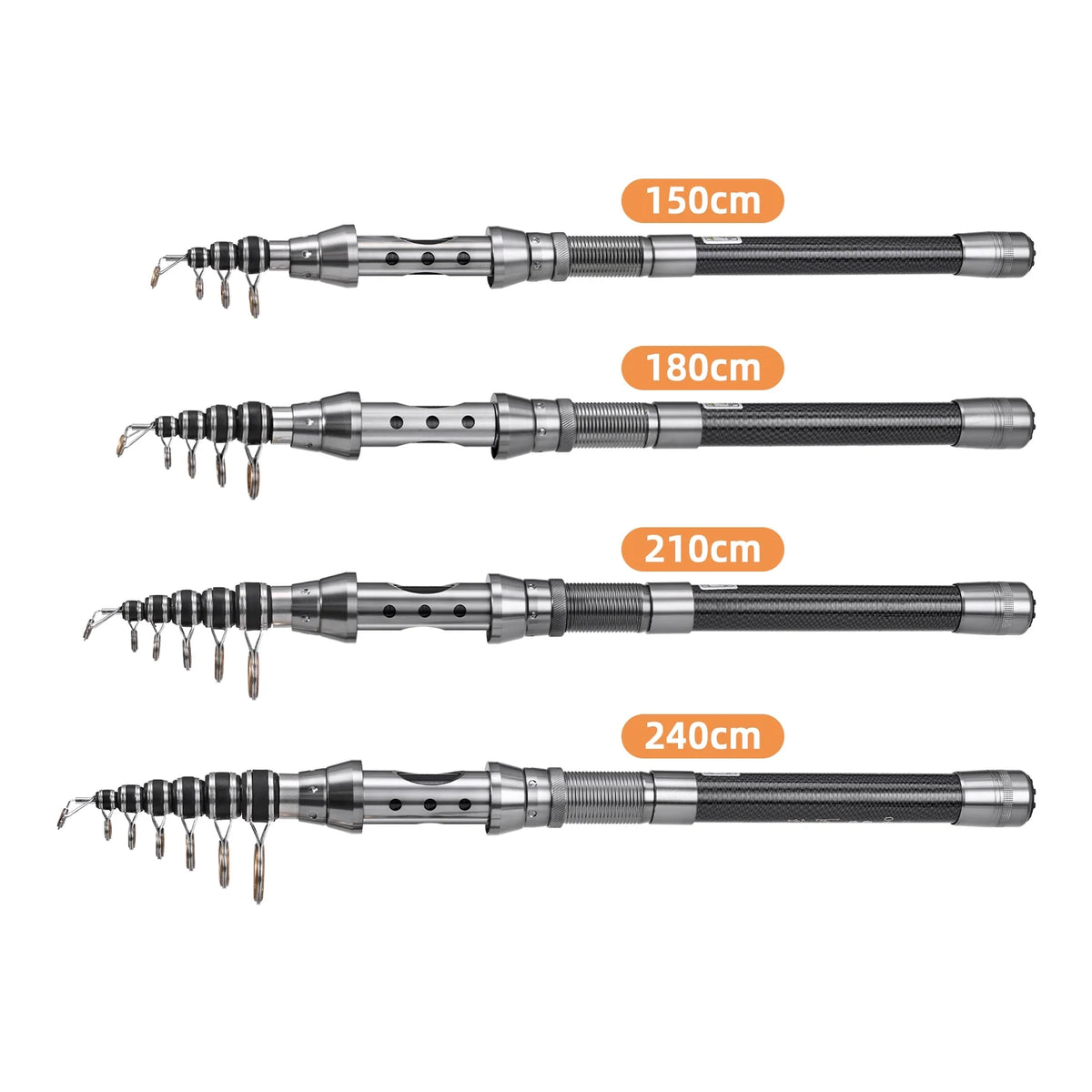 2PCS Telescopic Carbon Fiber Spinning Rod and Reel Combo Set I7691