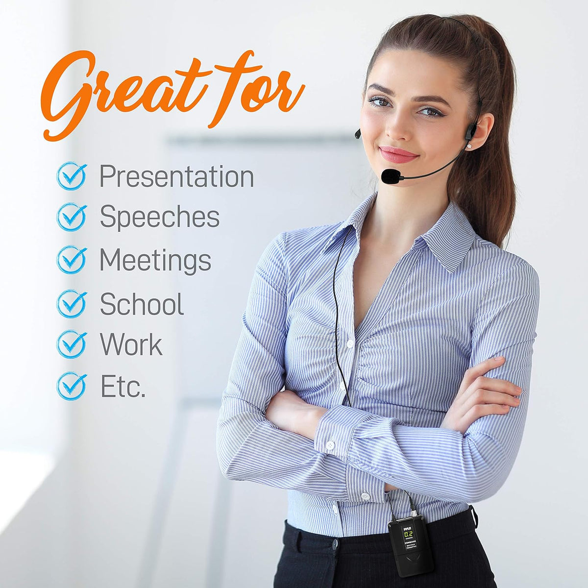 2 Channel Wireless Microphone System with 2 Headset, 2 Lavalier, 2 Transmitter G431