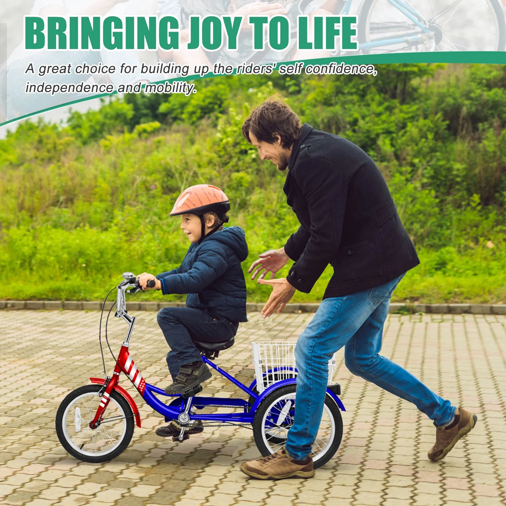 16" Kids Tricycle Three Wheeled Bike with Large Rear Basket U477