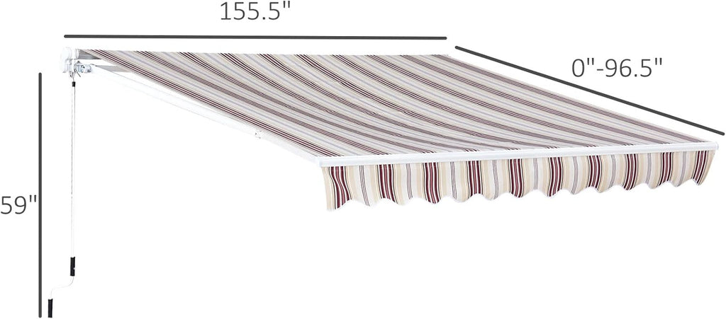 Red Manual Retractable Patio Awning with Canopy T210108