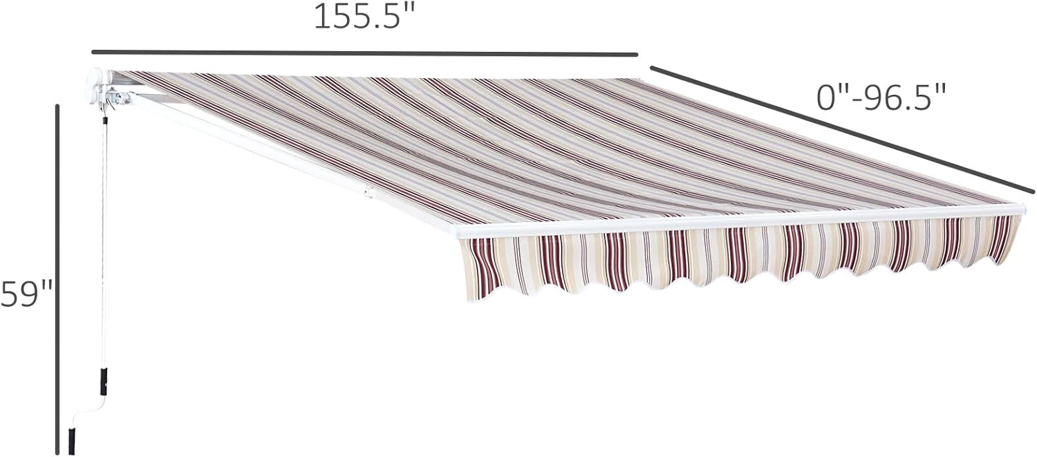 Red Manual Retractable Patio Awning with Canopy T210108