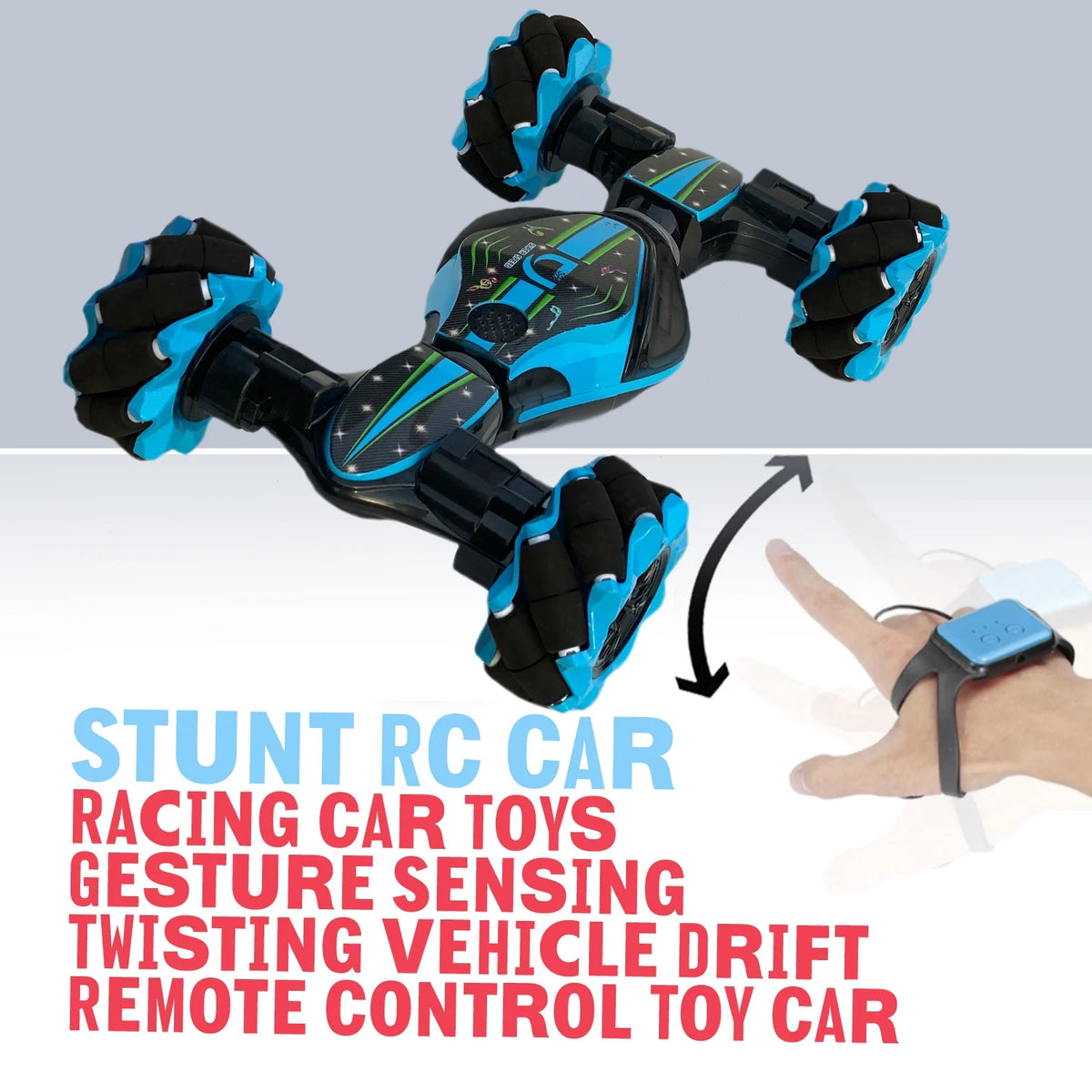 Blue 4WD 2.4Ghz Remote Control Stunt Car Toy Z2738