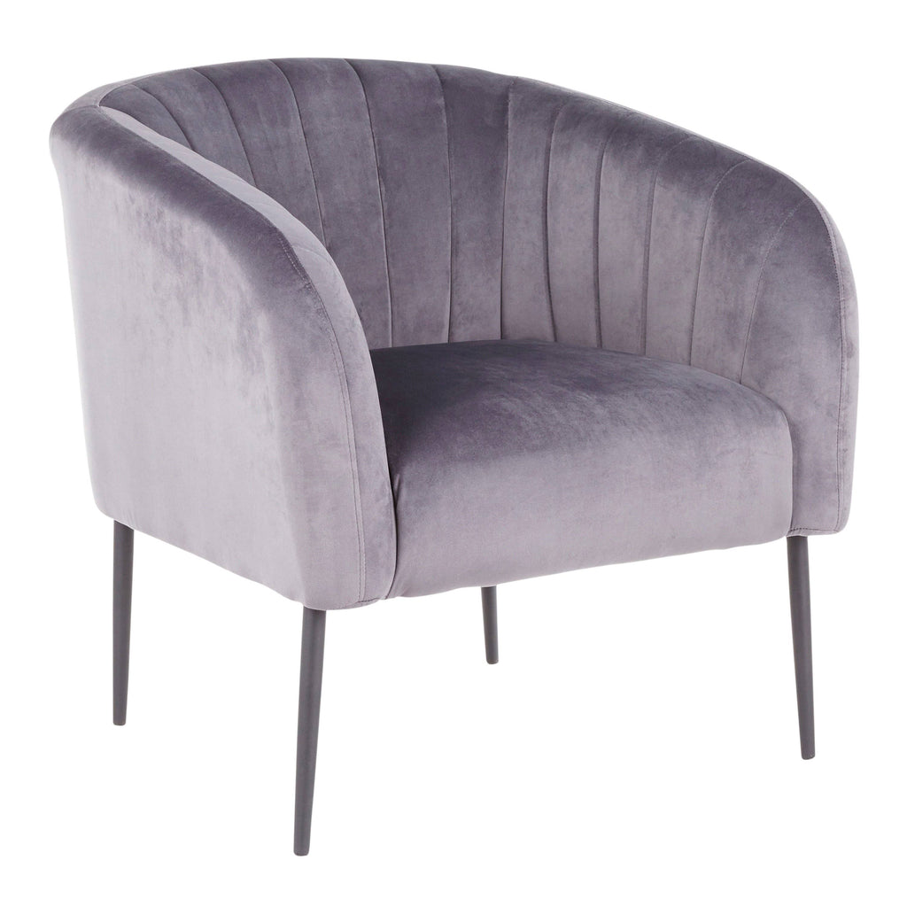 Black Metal Grey Velvet Accent Chair Y9135