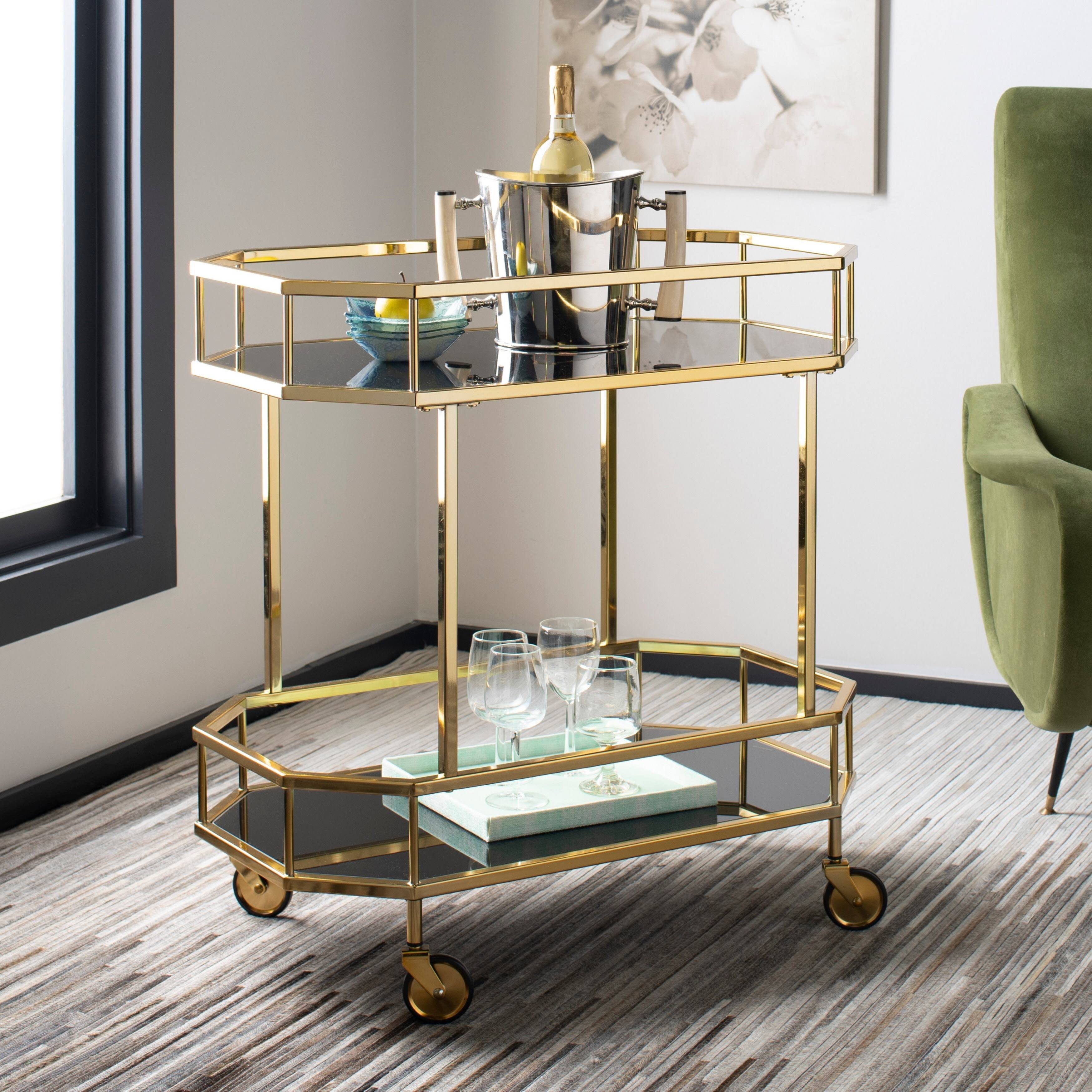 Brass 2 Tier Octagon Bar Cart A7522