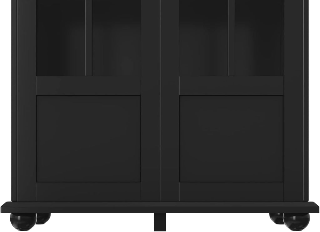 Storage Cabinet Bookcase with Adjustable Shelves and 2 Glass Doors B59994