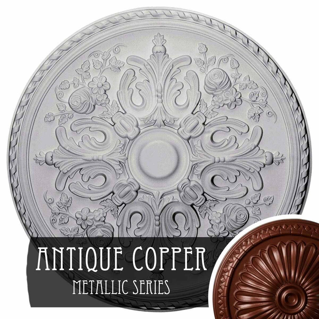 32 5/8x22OD x 2x22P Hand-Painted Bronze Blue Patina Ceiling Medallion H262