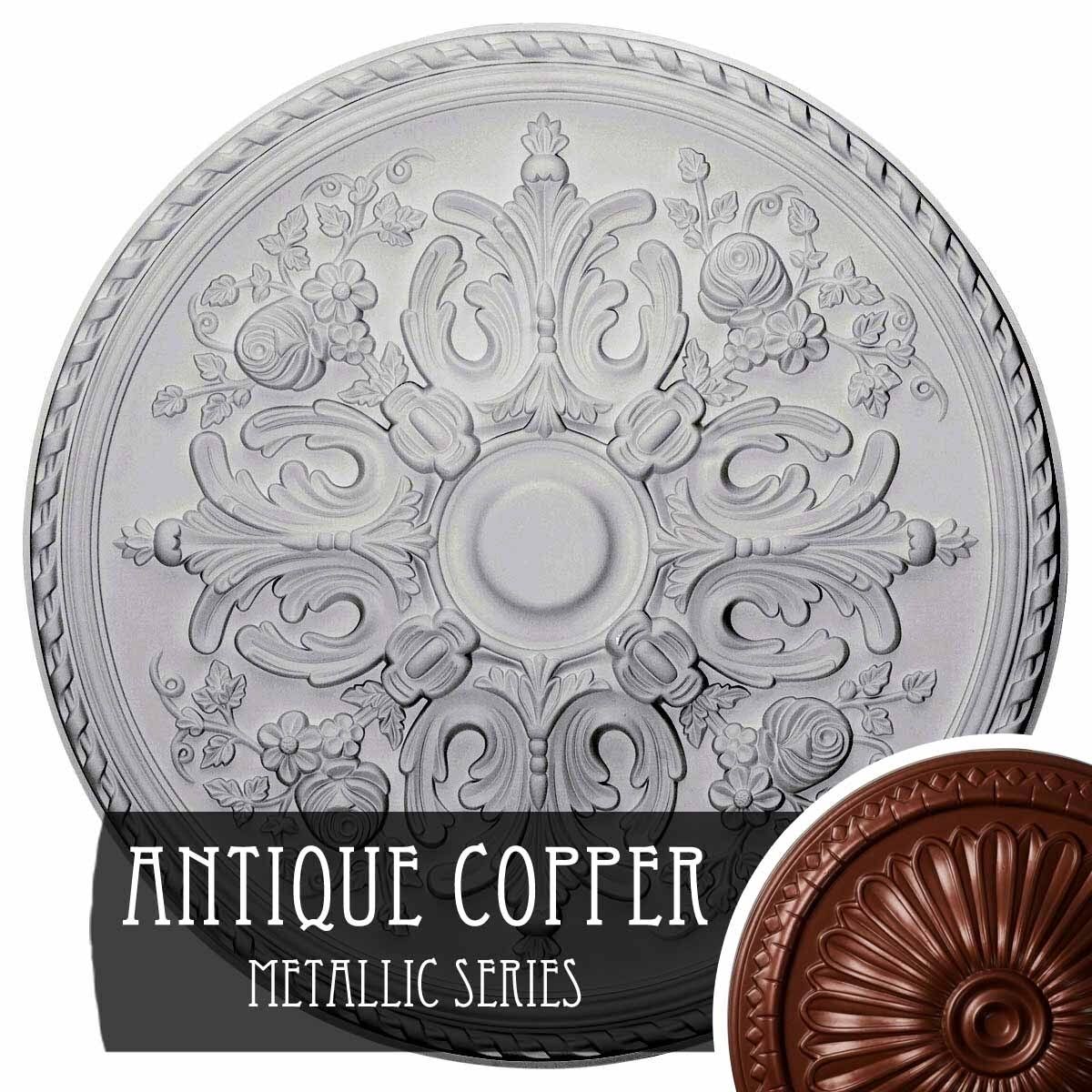 32 5/8x22OD x 2x22P Hand-Painted Bronze Blue Patina Ceiling Medallion H262