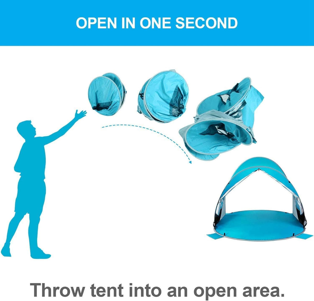 UPF 50+ Pop Up 3-4 Person Beach Tent Sun Shelter O96131