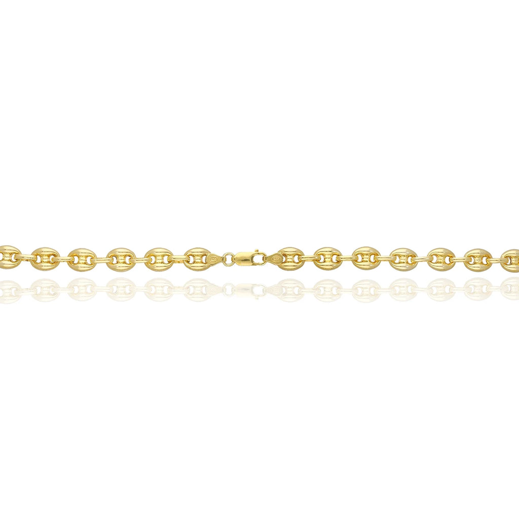 18K Yellow Gold Over Silver 9mm Puffed Anchor Chain Necklace 16"-24" T191267
