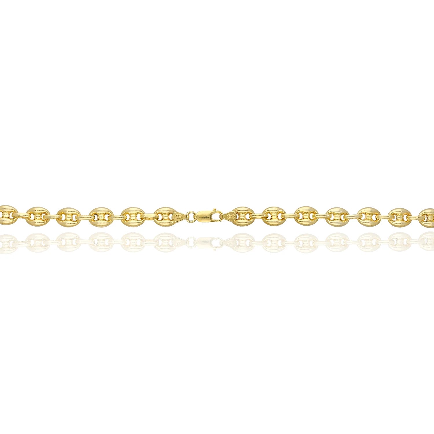 18K Yellow Gold Over Silver 9mm Puffed Anchor Chain Necklace 16"-24" T191267