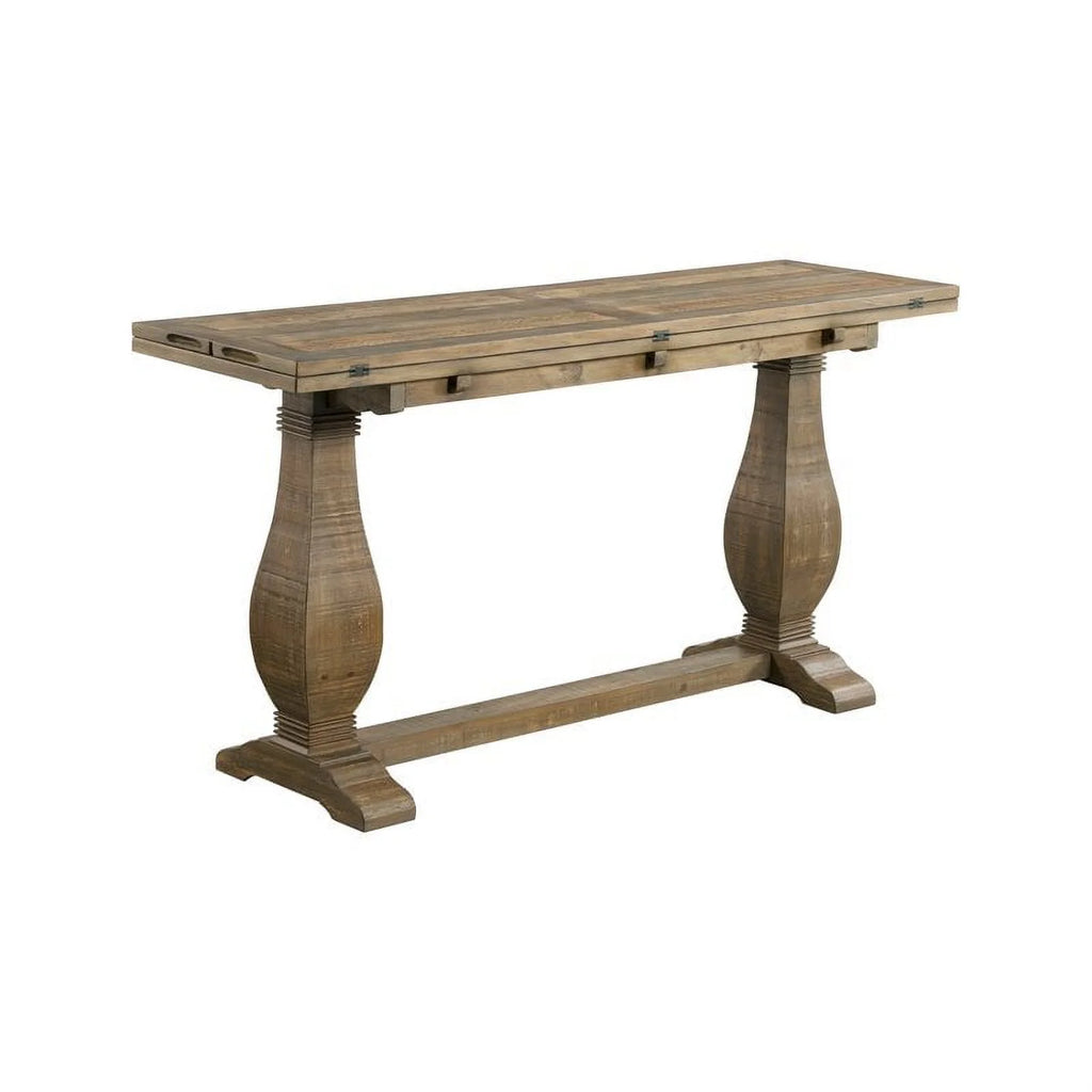 Reclaimed Natural Brown Solid Wood Flip Top Sofa Table D369