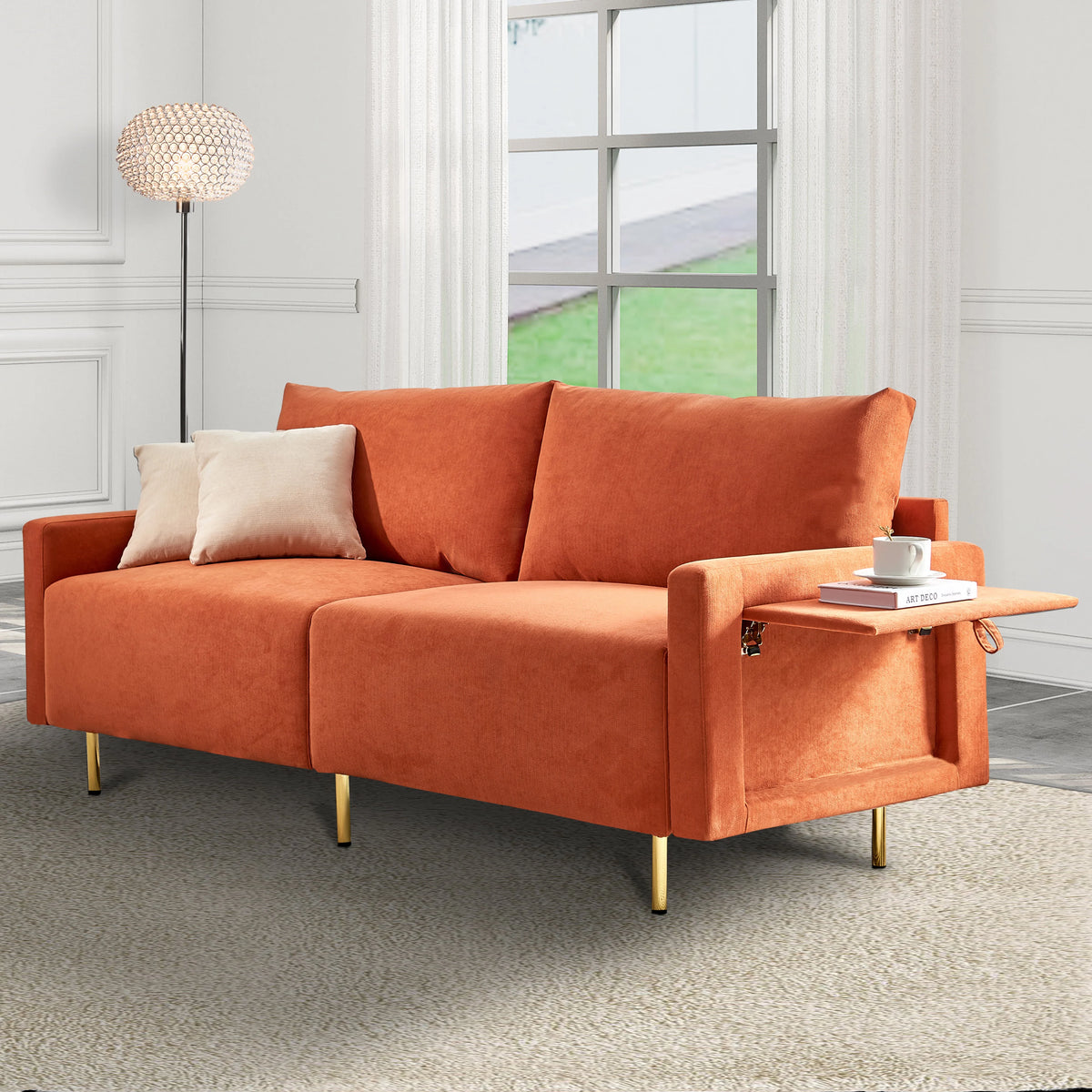 Navy Blue Upholstered 2-Seat Loveseat Sofa U547