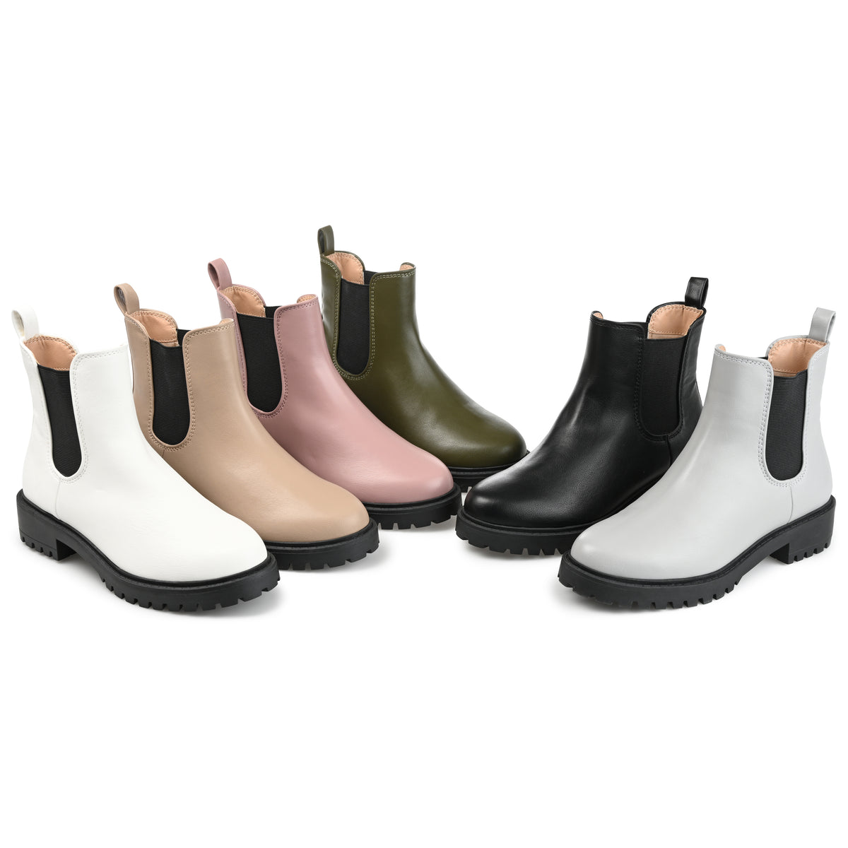 Womens Wide Width Round Toe Block Heel Chelsea Booties O34133
