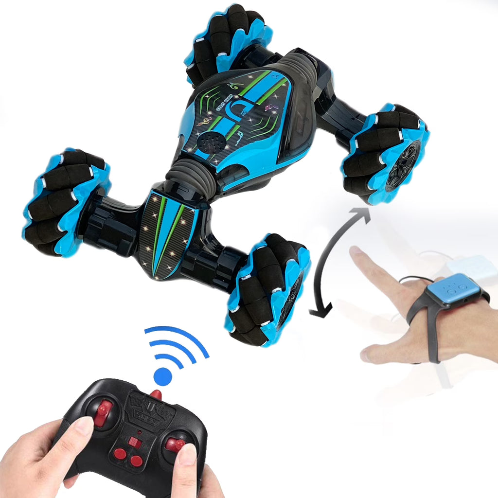 Blue 4WD 2.4Ghz Remote Control Stunt Car Toy Z2738