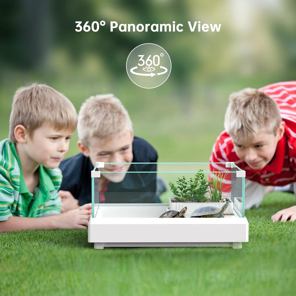Glass Turtle Tank Aquarium with Basking Platform, Bottom Drain Design H45568
