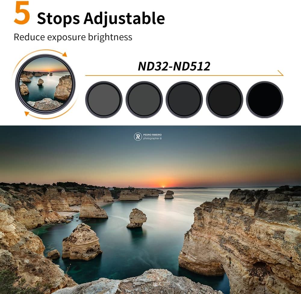 52mm Variable ND Filter ND32-ND512 HD Neutral Density Lens Filter D1793
