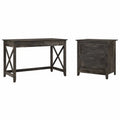 48x22 Engineered Wood Writing Desk with Lateral File Cabinet, Dark Gray Hickory U3114