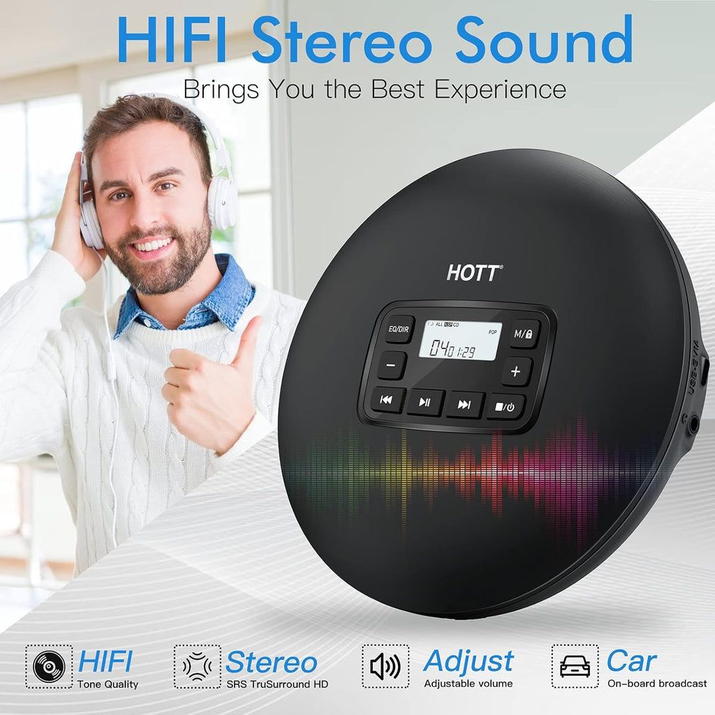 Portable CD Player with Headphones, Black, Pack of 2 V722