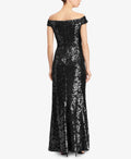 Off The Shoulder Sequin Gown W41395