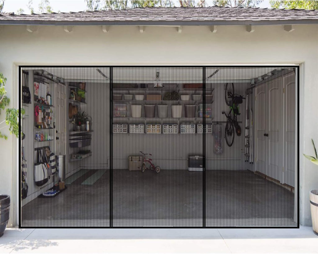 Retractable Magnetic Garage Door Screen Mesh Net, Pack of 2 H287161