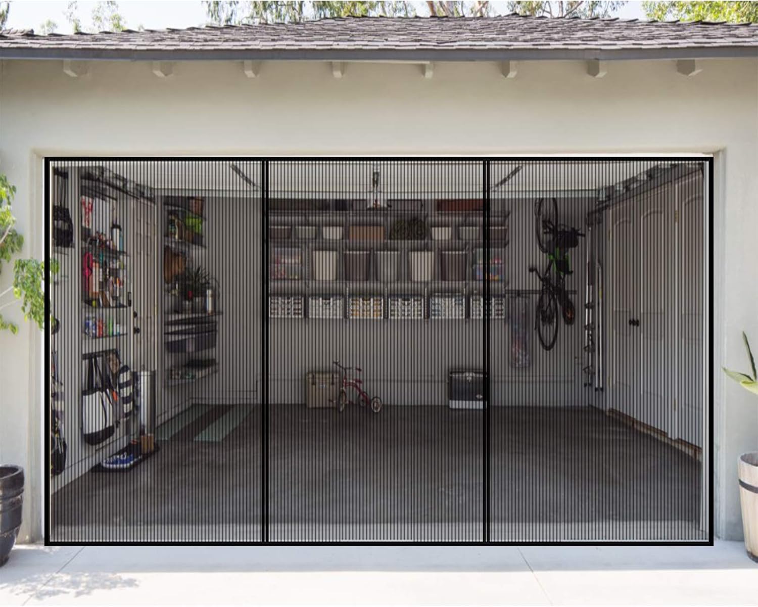 Retractable Magnetic Garage Door Screen Mesh Net, Pack of 2 H287161