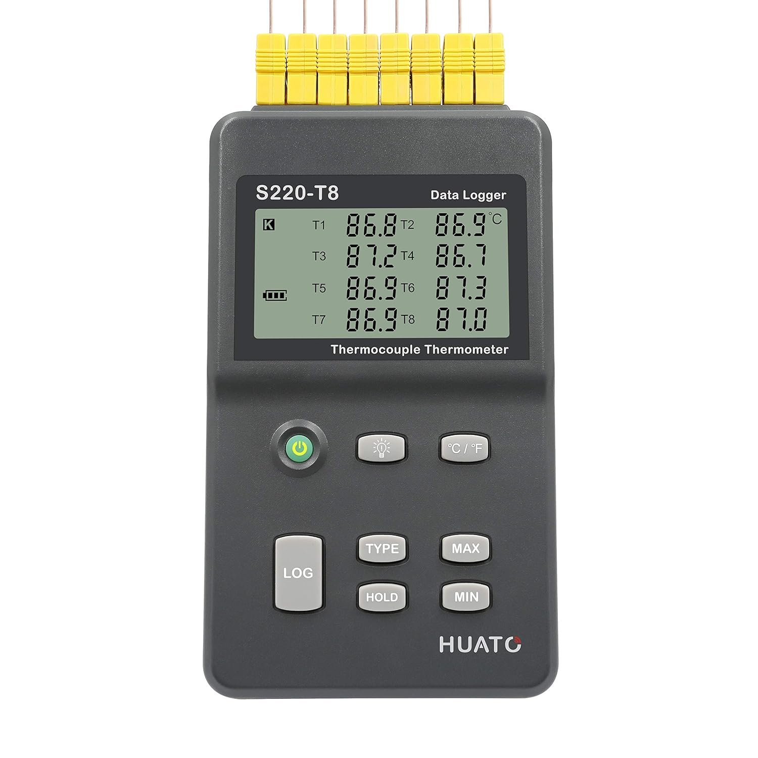 Eight Channel Thermocouple Data Logger with External Power Supply and NIST Traceable Certificate V578