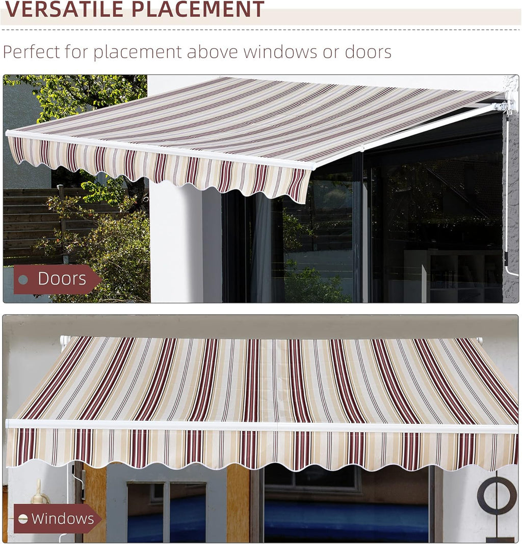 Red Manual Retractable Patio Awning with Canopy T210108