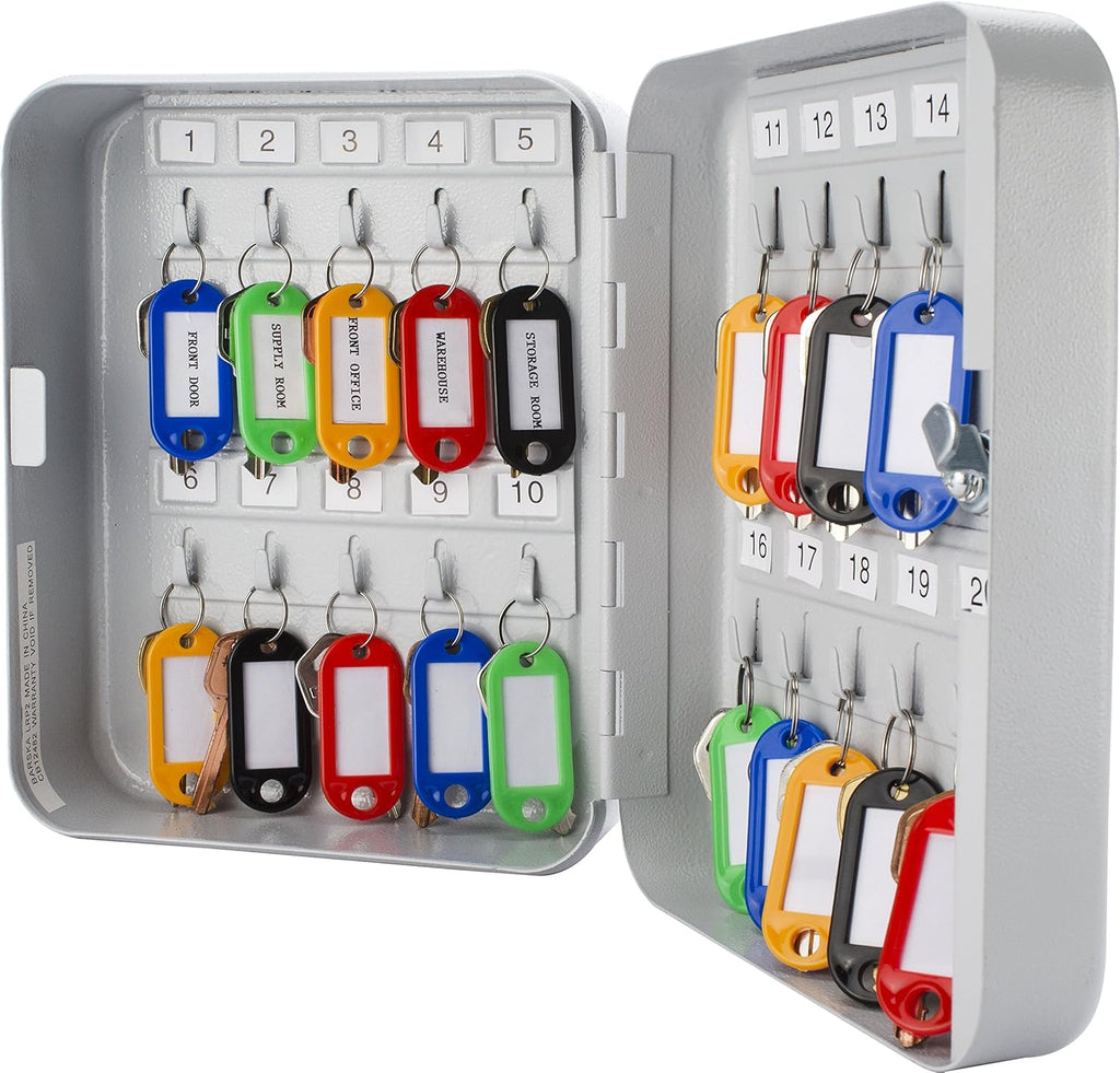 Key Lock 20 Position Key Cabinet Lock Box Grey Pack of 2 O619981