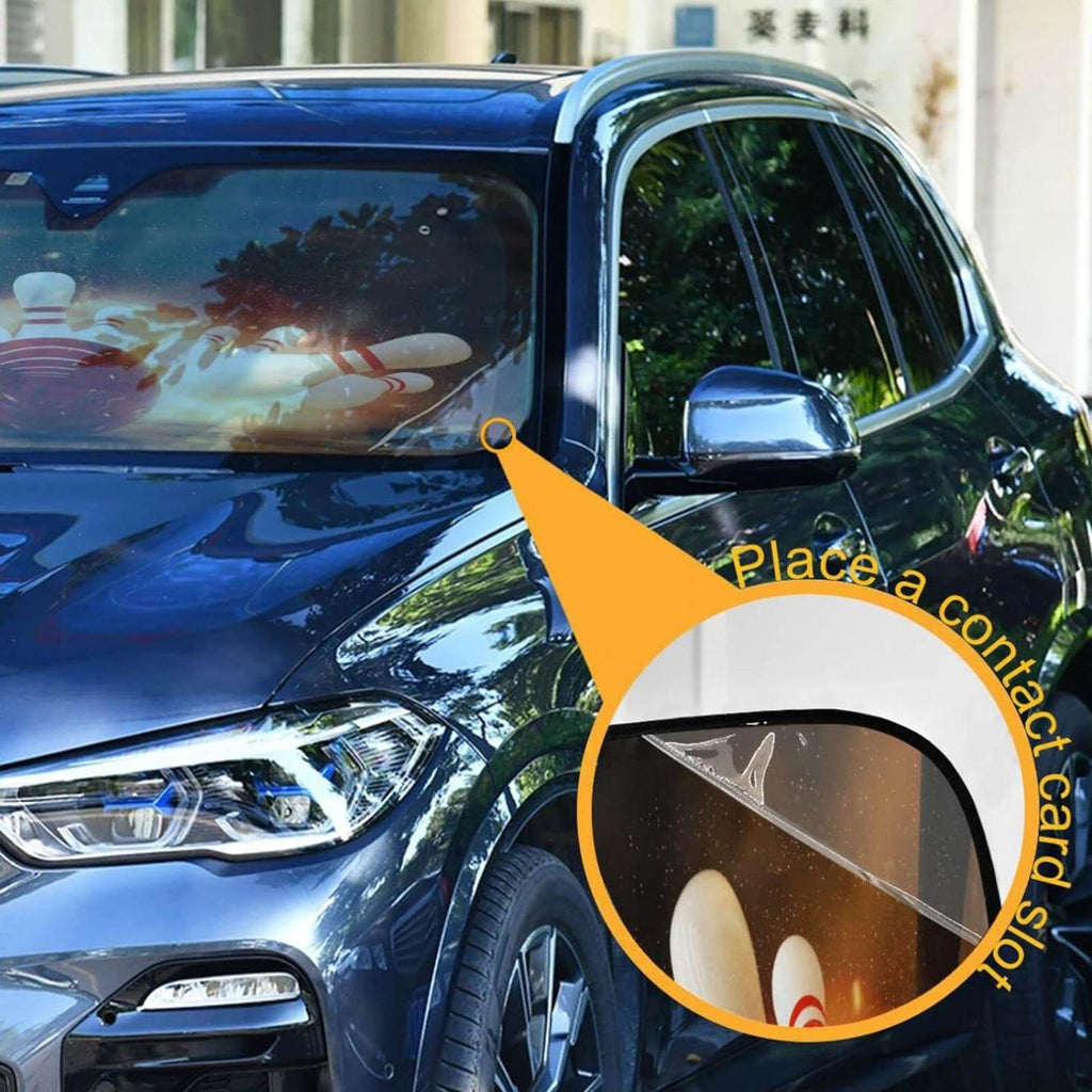 Bowling Strike Hit Fire Explosion Windshield Sun Shade 55×27.6in H2015