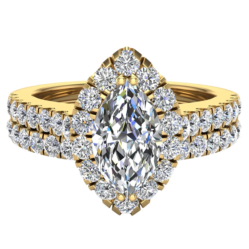 14K Gold Diamond Wedding Ring Set 1.25 CT N4177