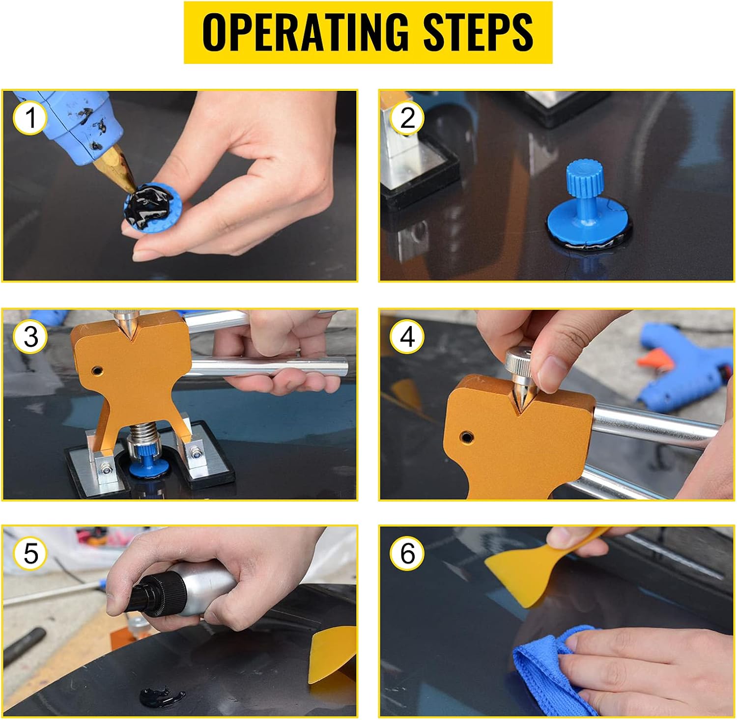 74 PCS Paintless Dent Repair Kit with LED Baffle Board J865484