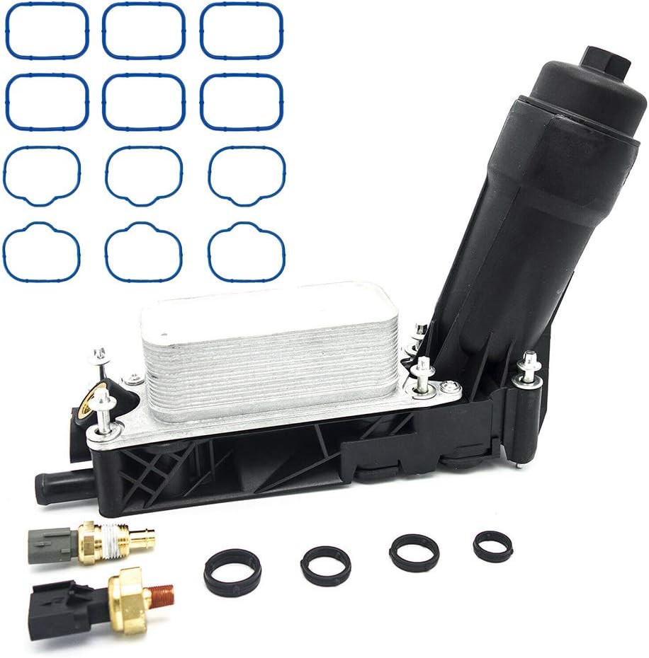 Engine Oil Filter Cooler Housing Assembly Complete Kit Compatible with 3.6L R360