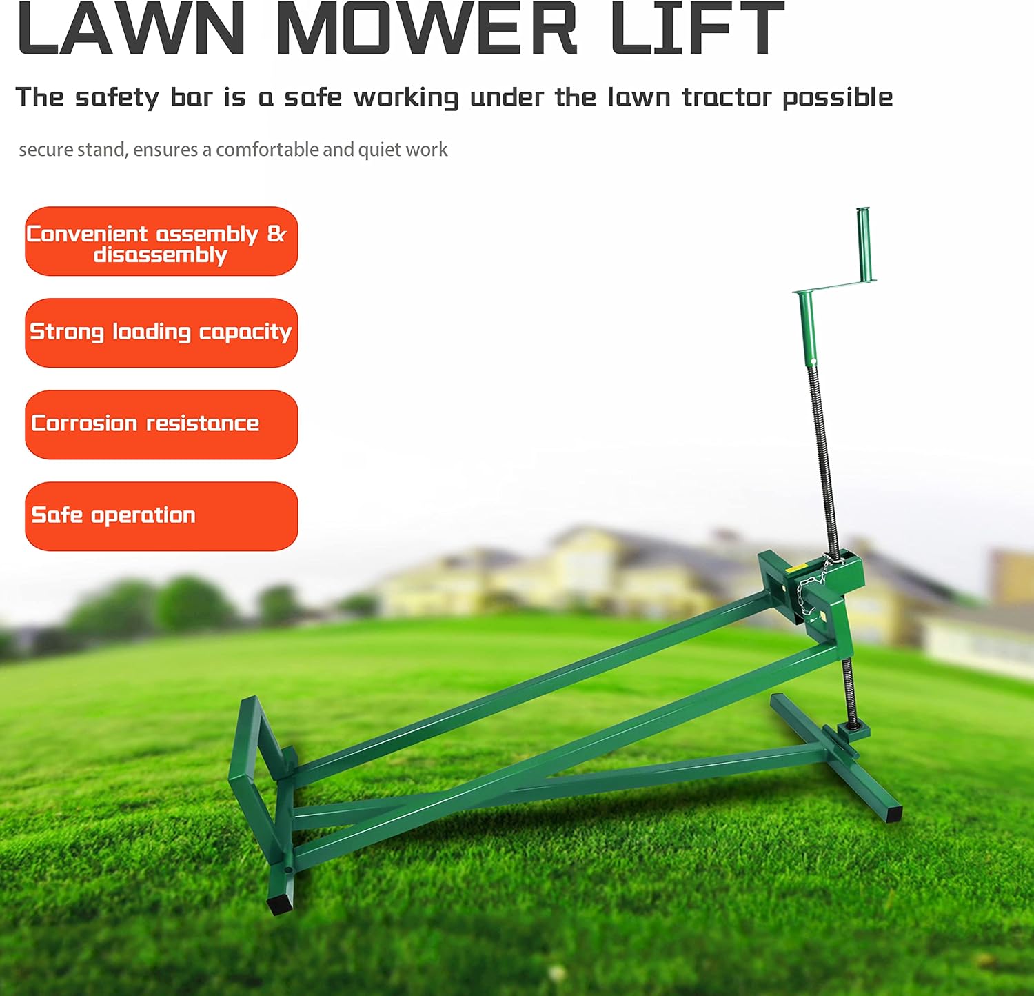 Green Steel Lawn Mower Jack Lift 300lbs Q498991