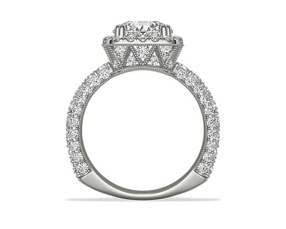 14K White Gold Halo & Solitaire Diamond Wedding Ring Size 7 N70377