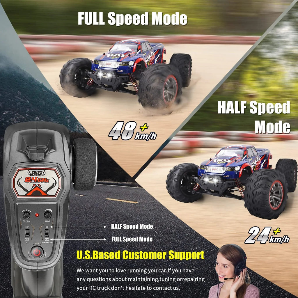 1:10 4WD RC Monster Truck, 48+ KMH, 2 Batteries P194