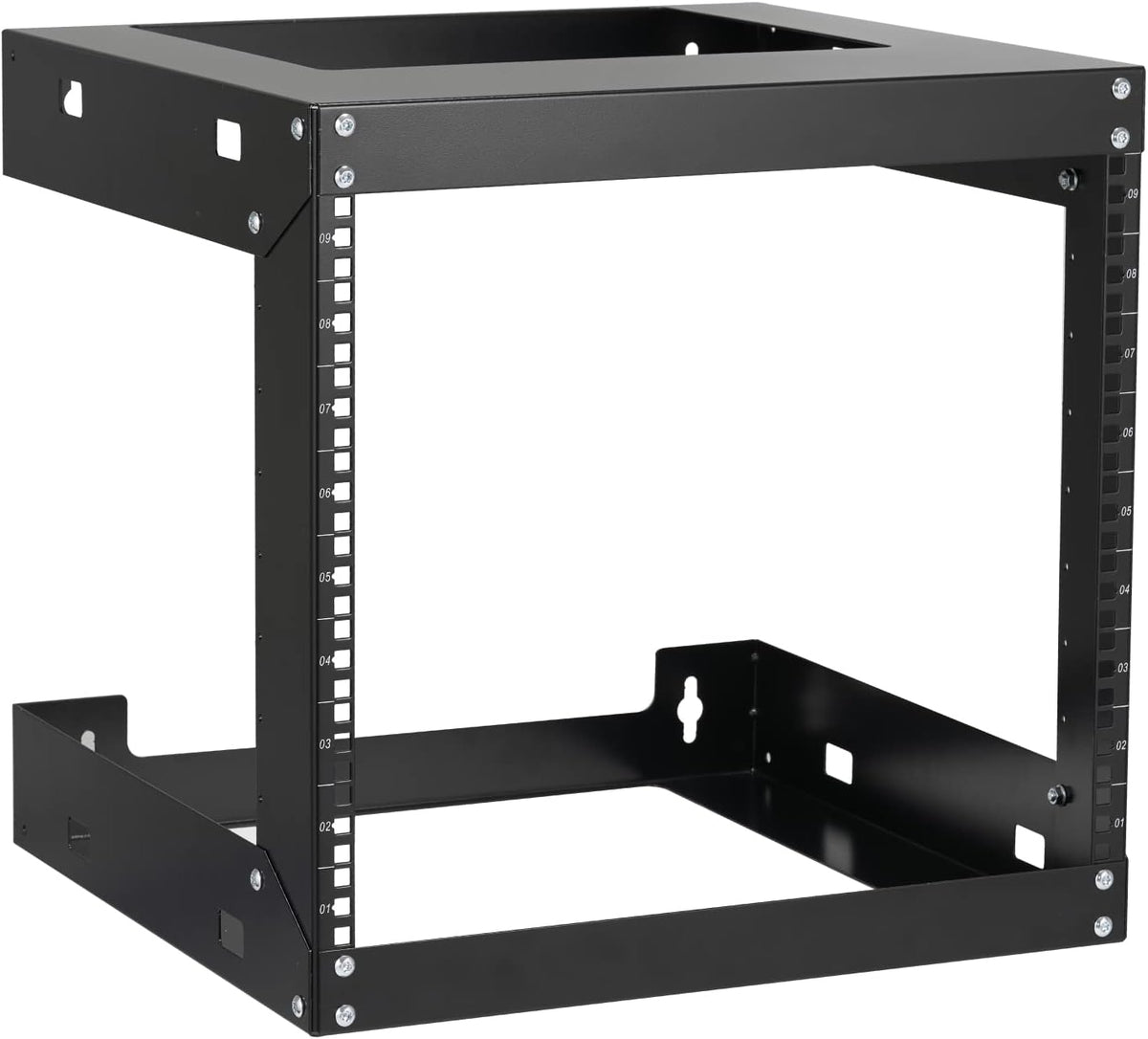 Black 18 inches Depth 2 Post Open Frame 19 Wall Mount Rack Y3471