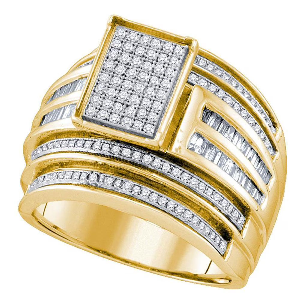 10k Yellow Gold Diamond Cluster Engagement Ring 7/8 Cttw S47664